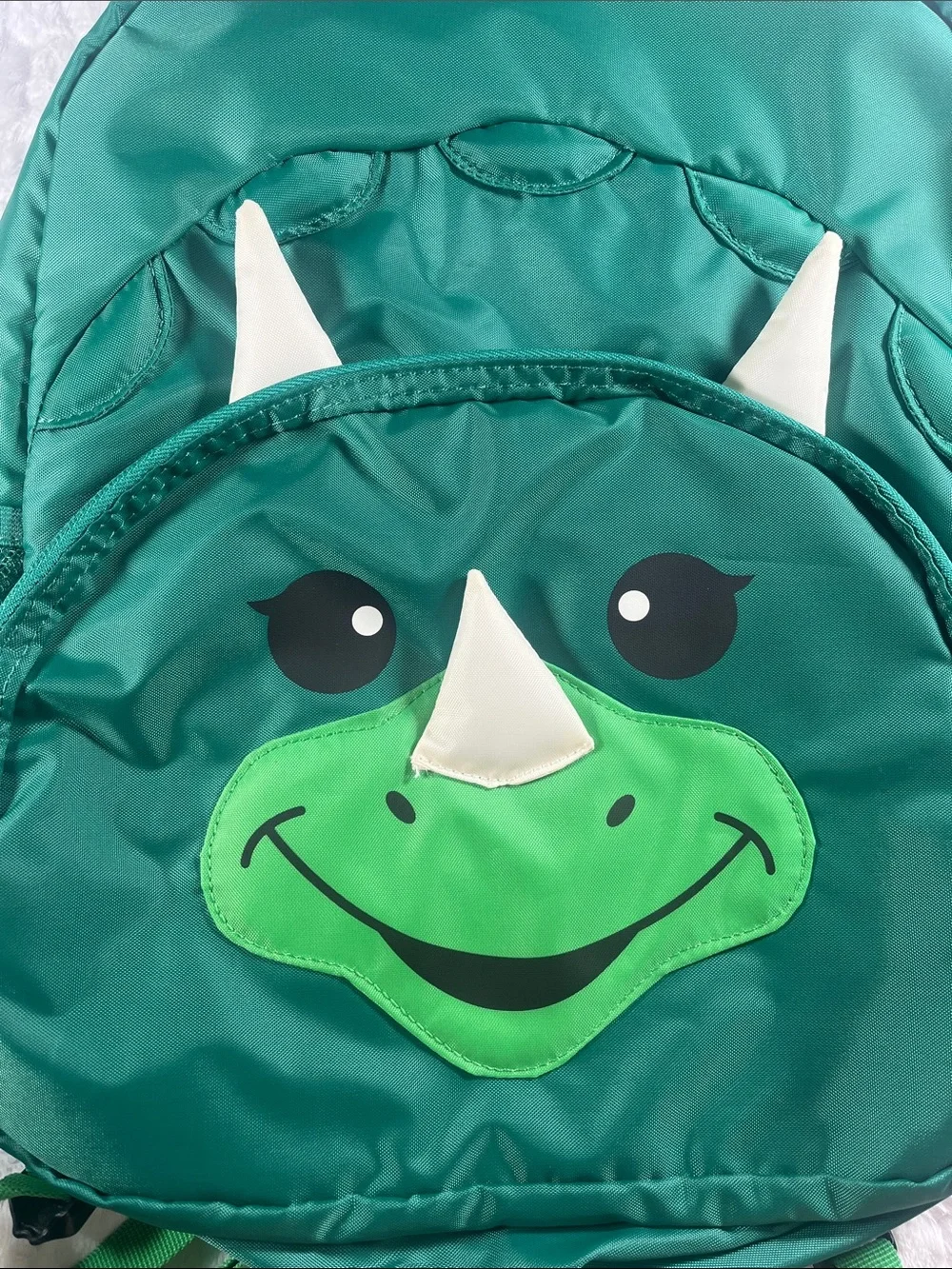 Kids Green Triceratops Backpack - Cute Dinosaur Design